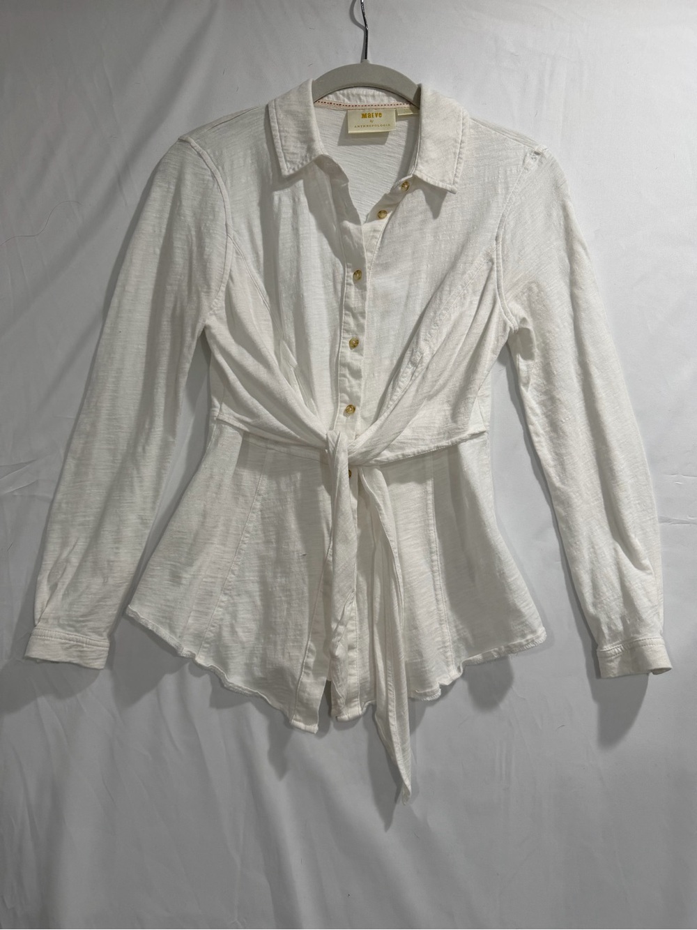 Maeve White Tie-Front Button Shirt